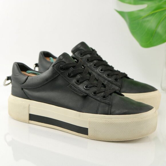 Kendall Kylie Tyler Womens Platform Sneaker Size 7.5 Black Leather Shoe Lace Up - Picture 2 of 12